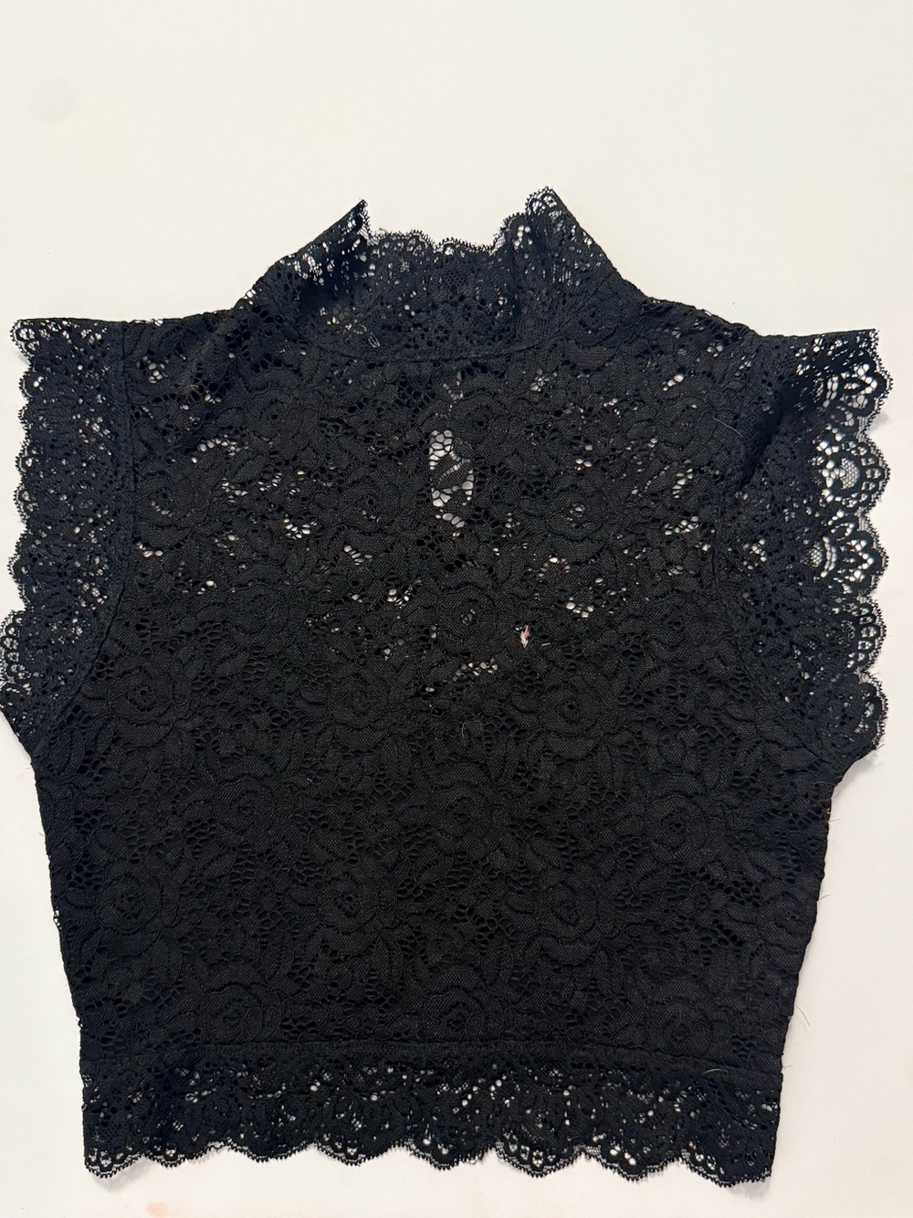 NEW BEBE Top Black Lace High Neck Sleeveless Top Size XS